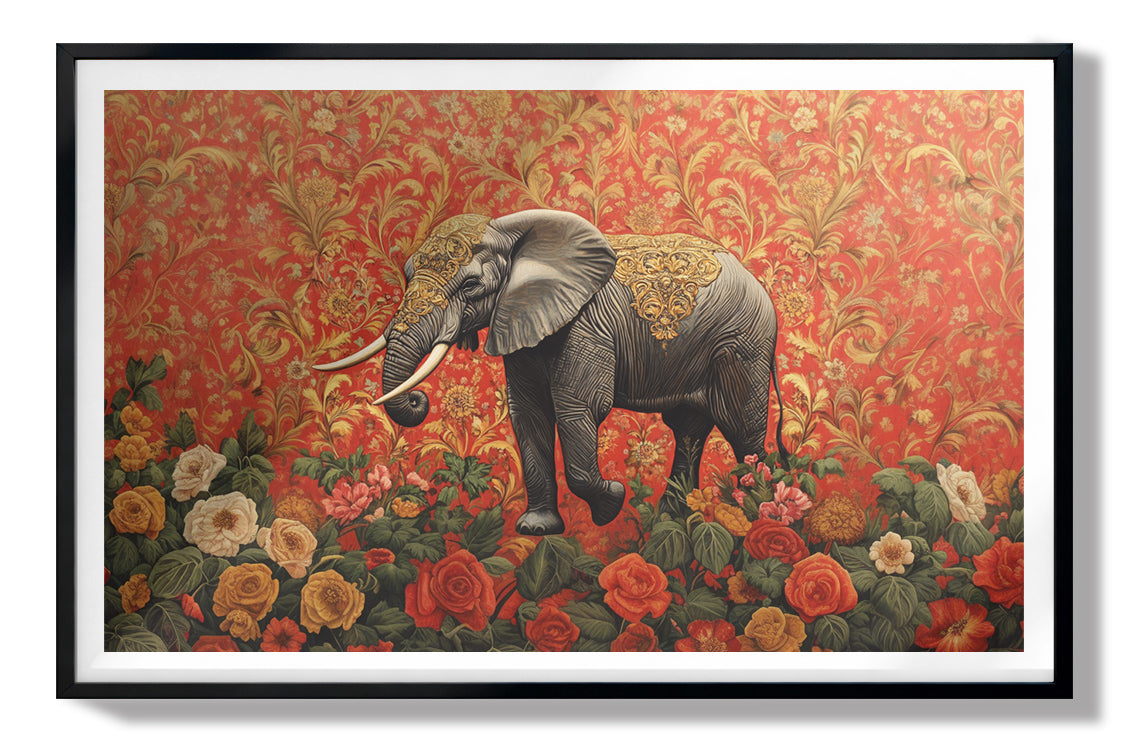 Elephant Damask Floral African American canvas print view 67