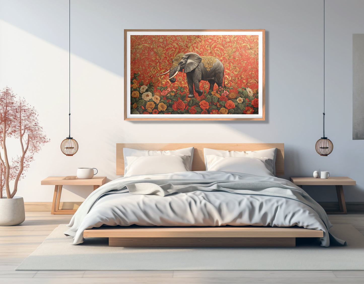 Elephant Damask Floral African American canvas print view 81