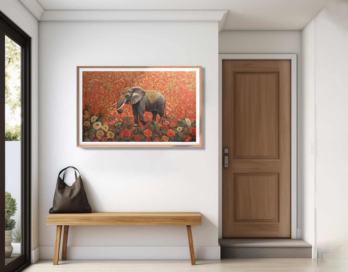 Elephant Damask Floral African American canvas print view 83