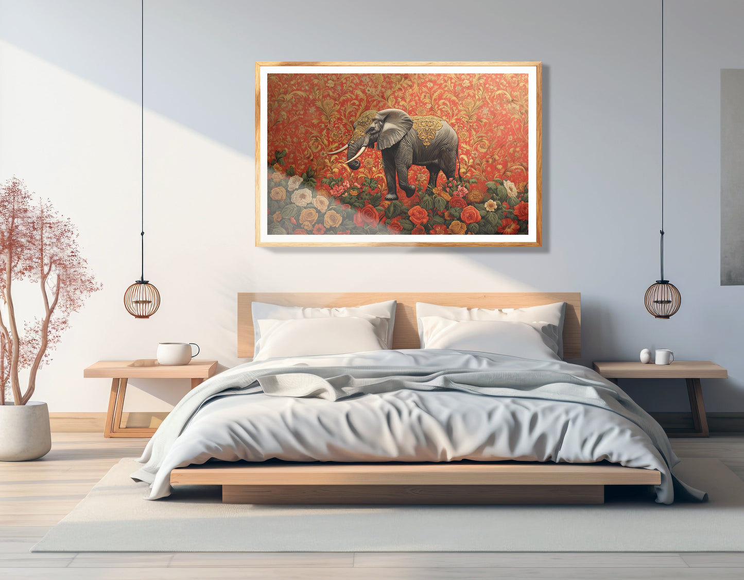 Elephant Damask Floral African American canvas print view 75
