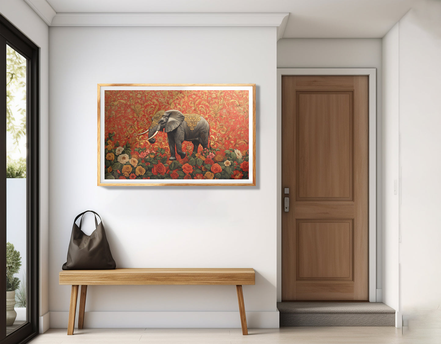 Elephant Damask Floral African American canvas print view 77