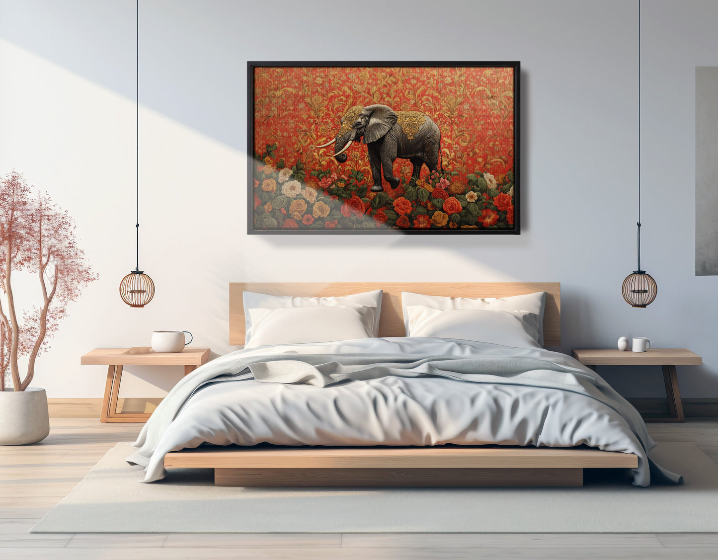 Elephant Damask Floral African American canvas print view 27