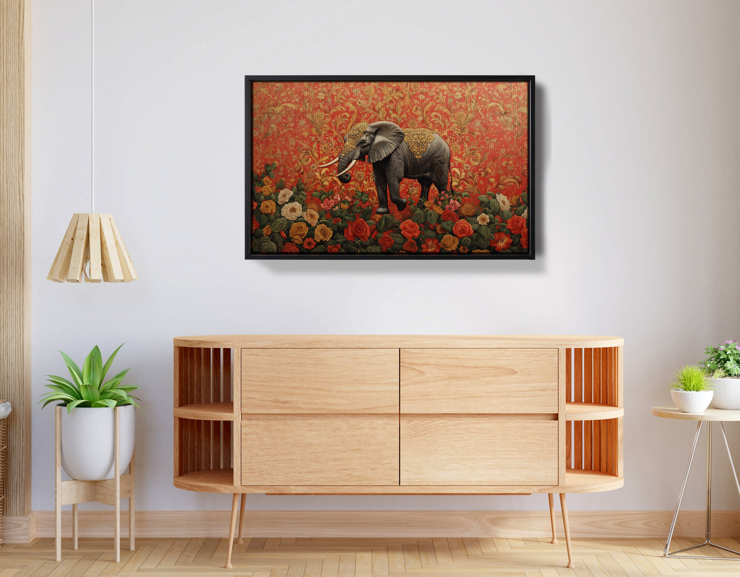 Elephant Damask Floral African American canvas print view 26