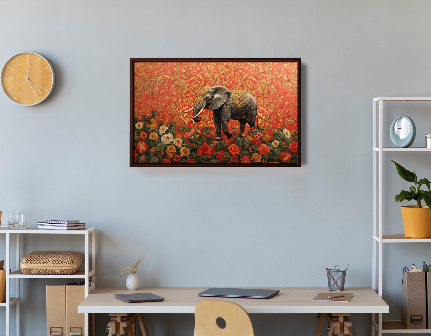 Elephant Damask Floral African American canvas print view 36
