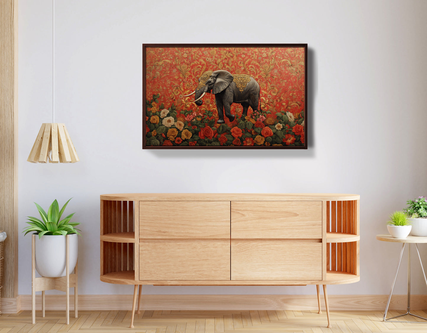 Elephant Damask Floral African American canvas print view 32