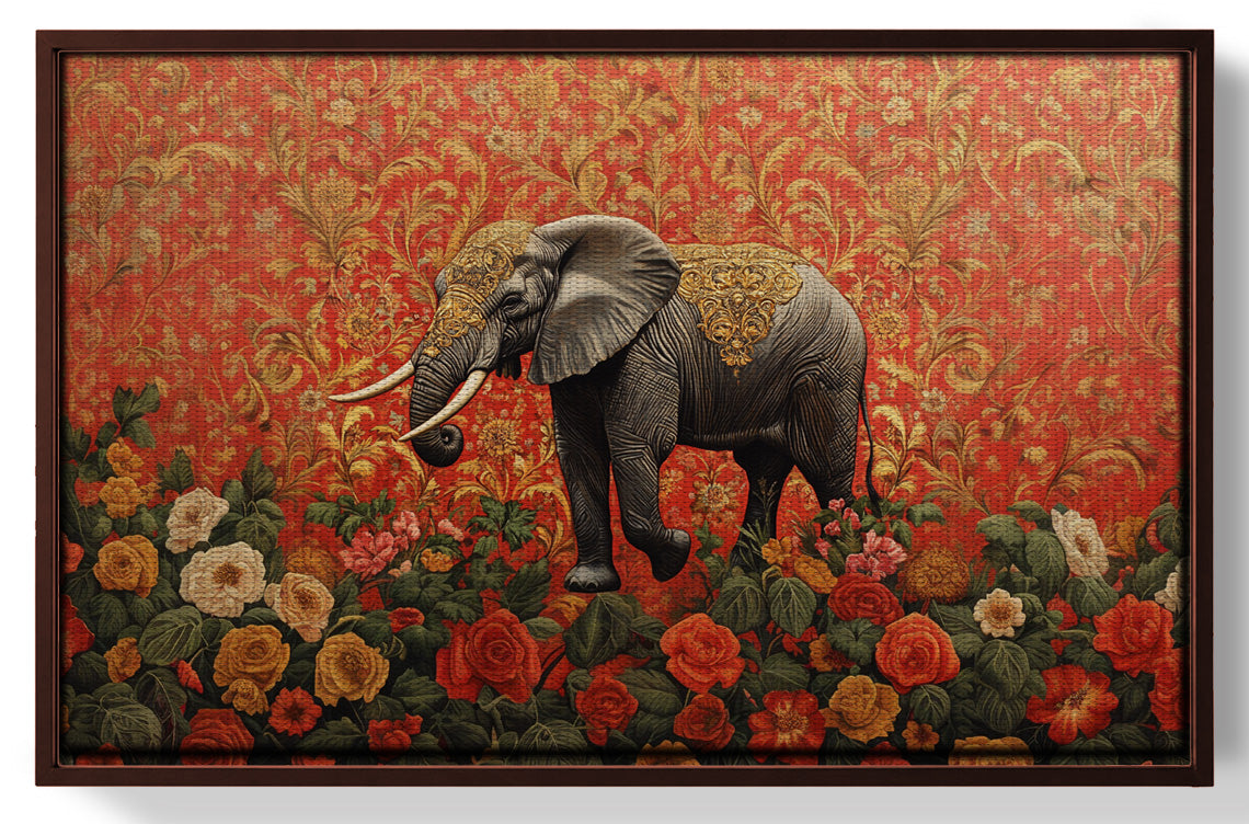 Elephant Damask Floral African American canvas print view 31