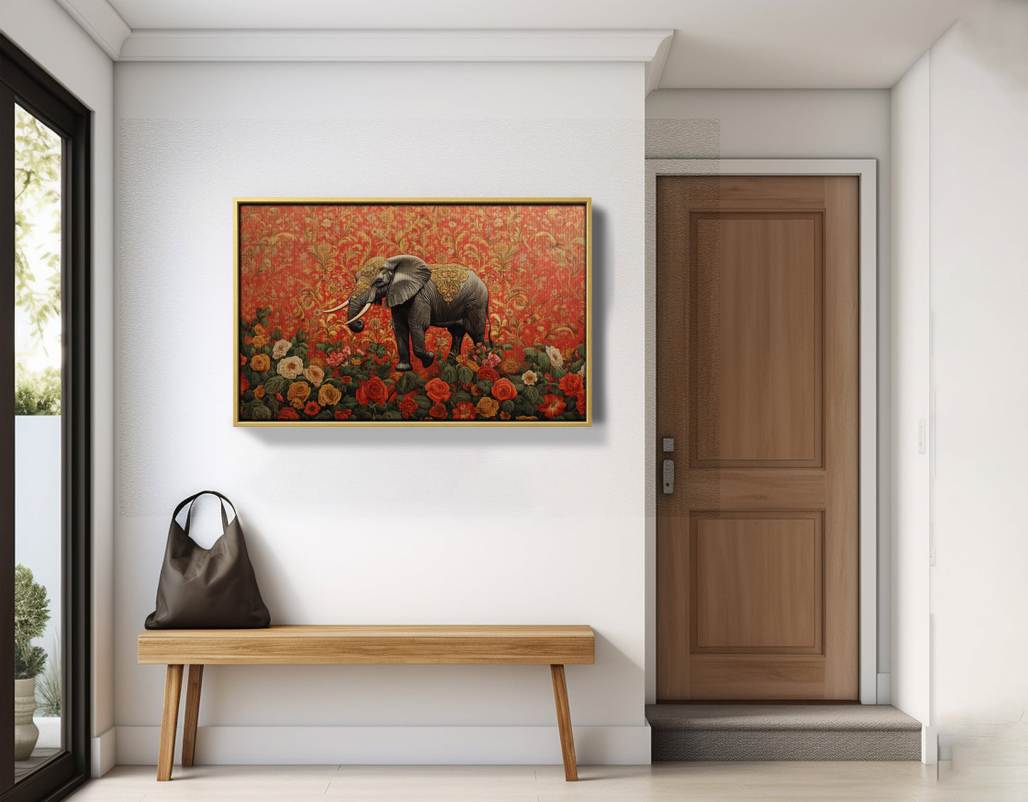 Elephant Damask Floral African American canvas print view 41