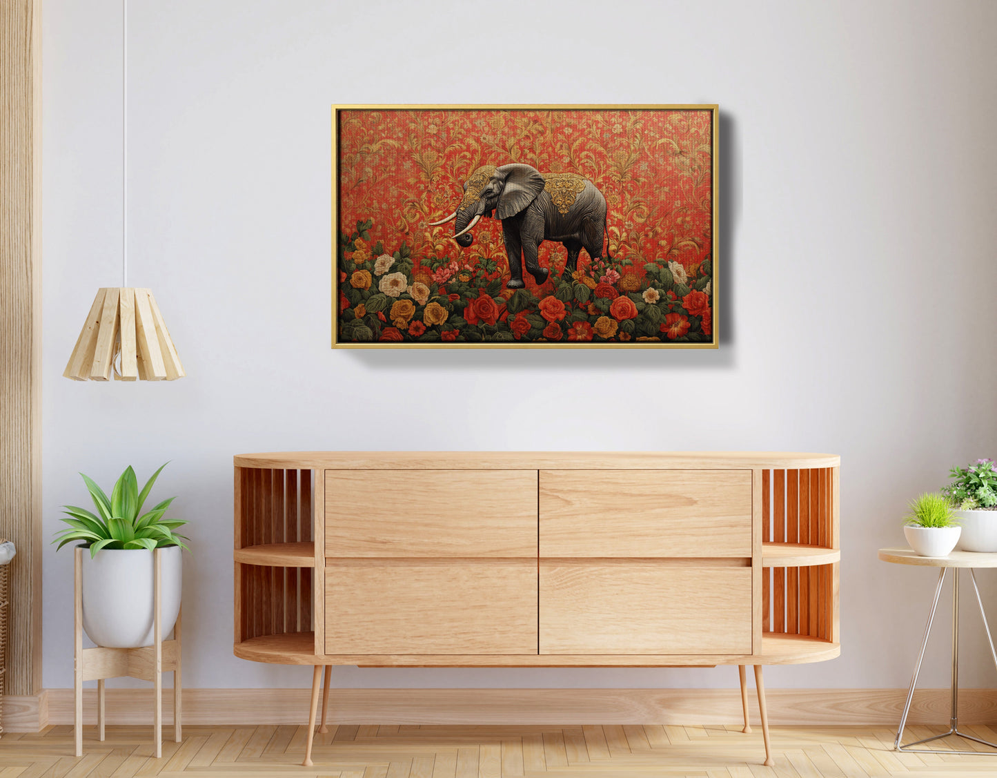 Elephant Damask Floral African American canvas print view 38