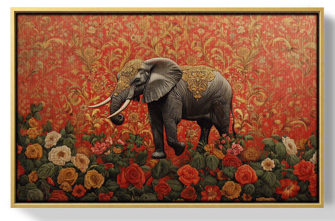 Elephant Damask Floral African American canvas print view 37