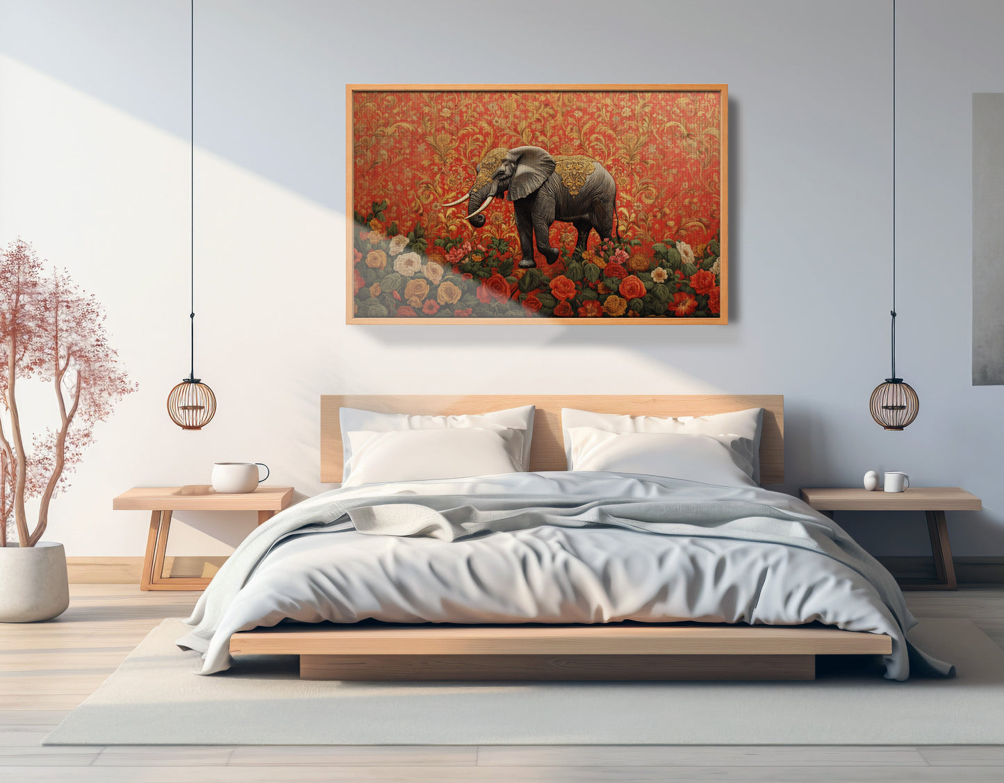 Elephant Damask Floral African American canvas print view 45