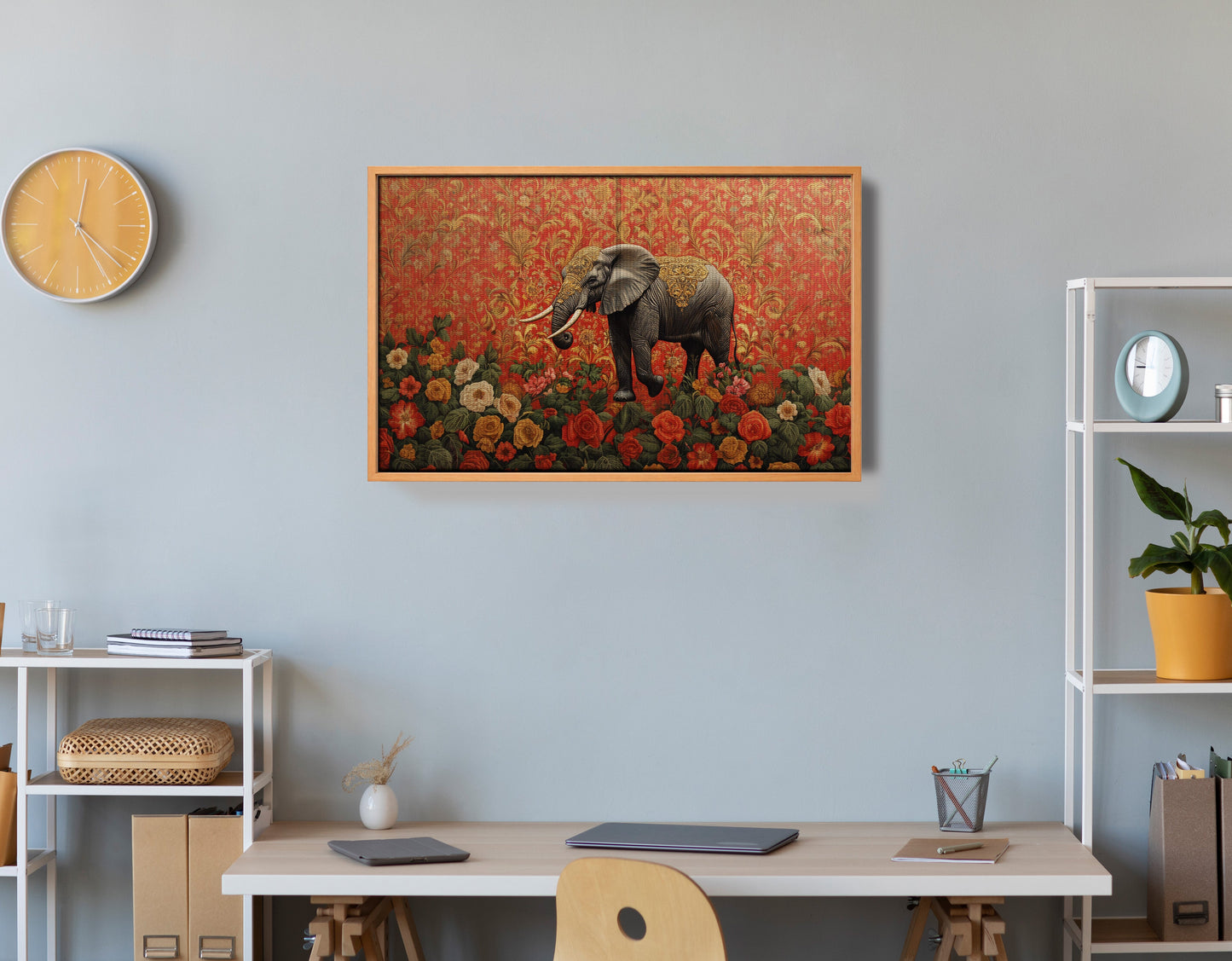 Elephant Damask Floral African American canvas print view 48