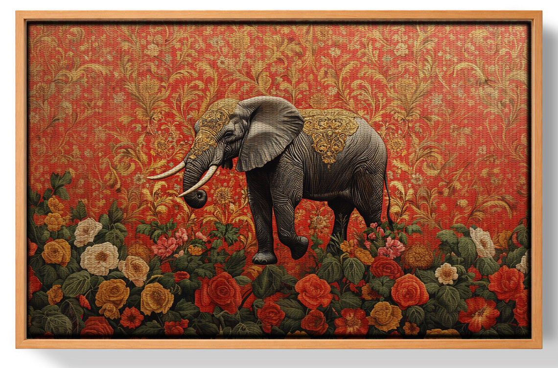 Elephant Damask Floral African American canvas print view 43