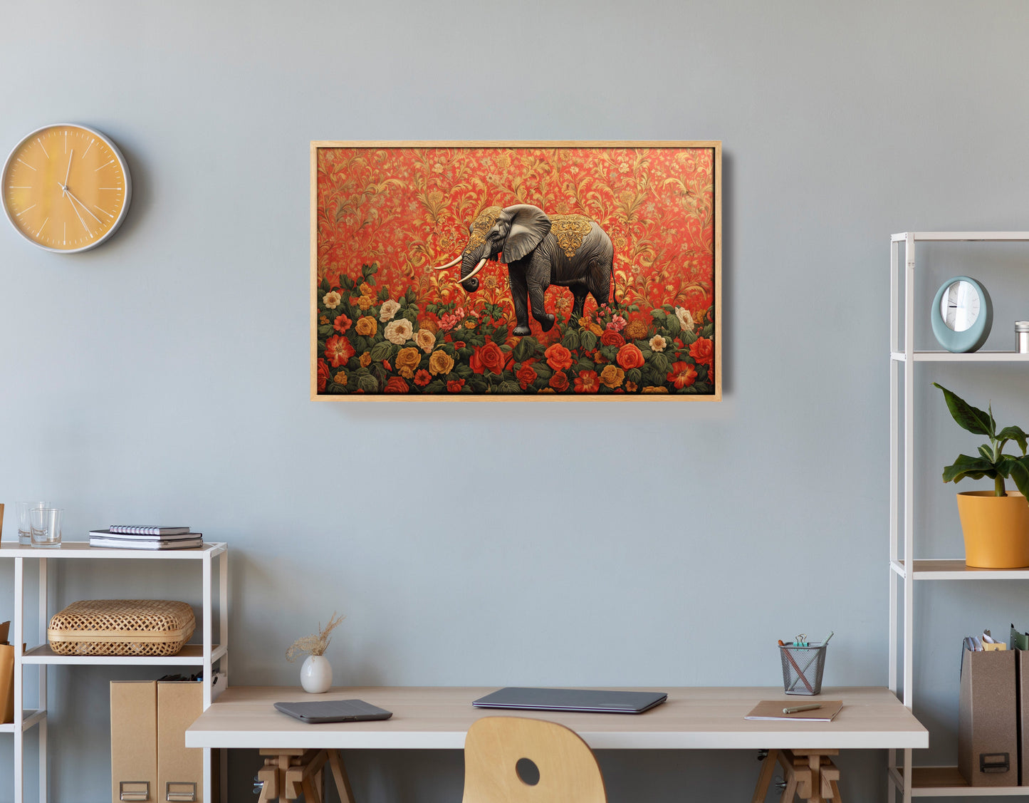 Elephant Damask Floral African American canvas print view 54
