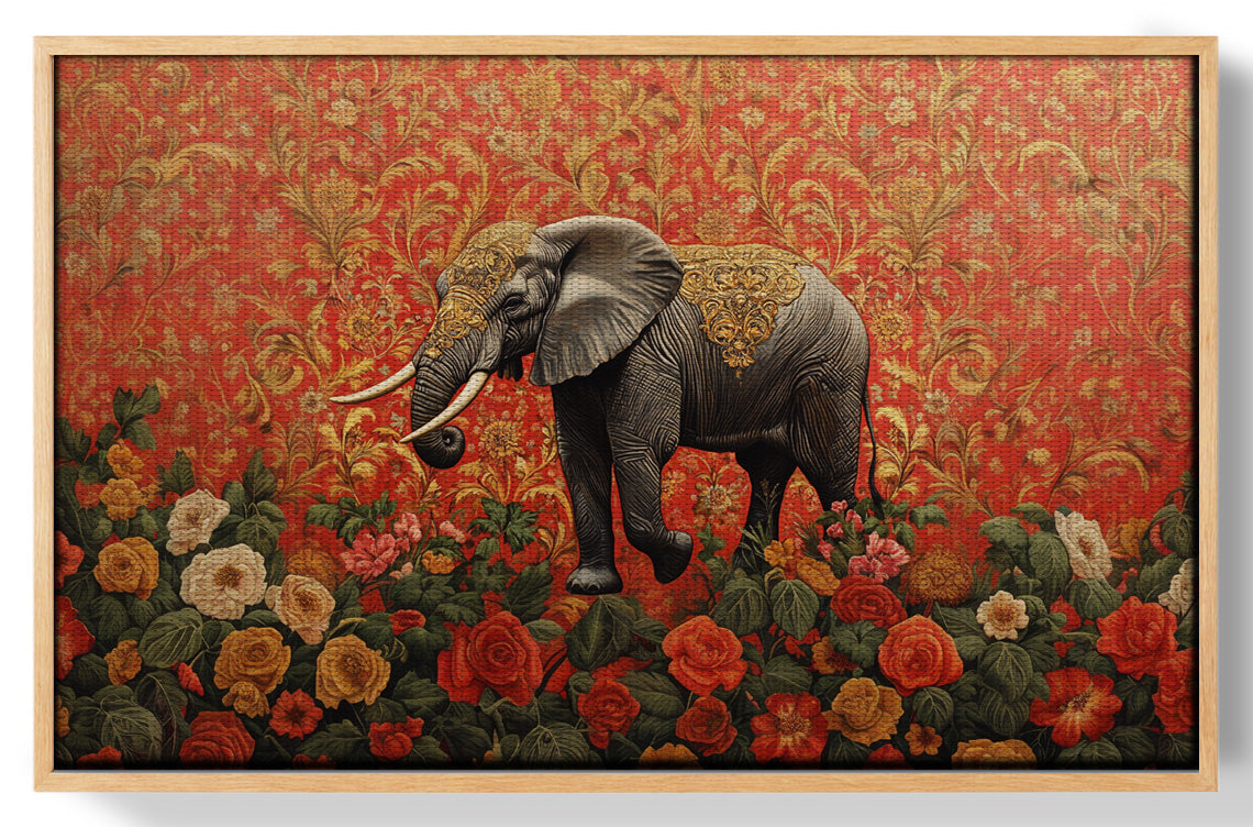 Elephant Damask Floral African American canvas print view 49