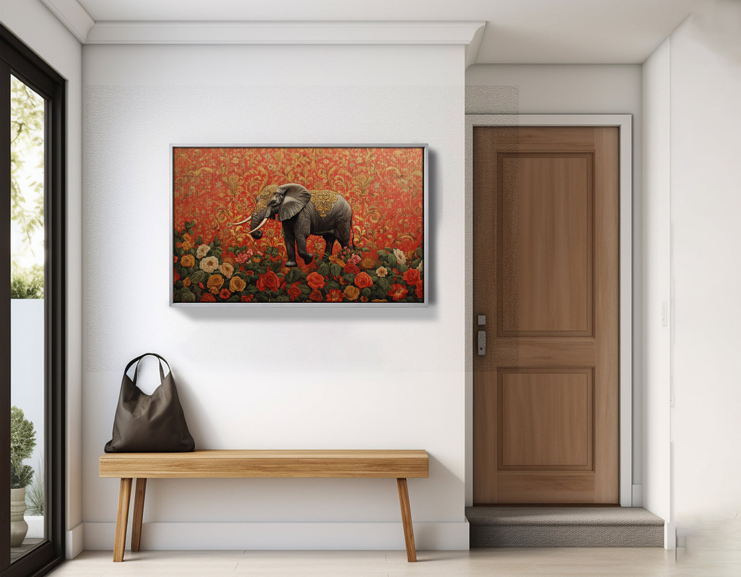 Elephant Damask Floral African American canvas print view 59
