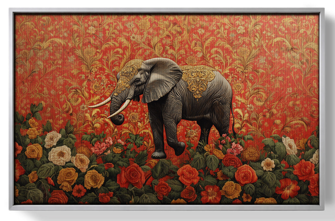 Elephant Damask Floral African American canvas print view 55