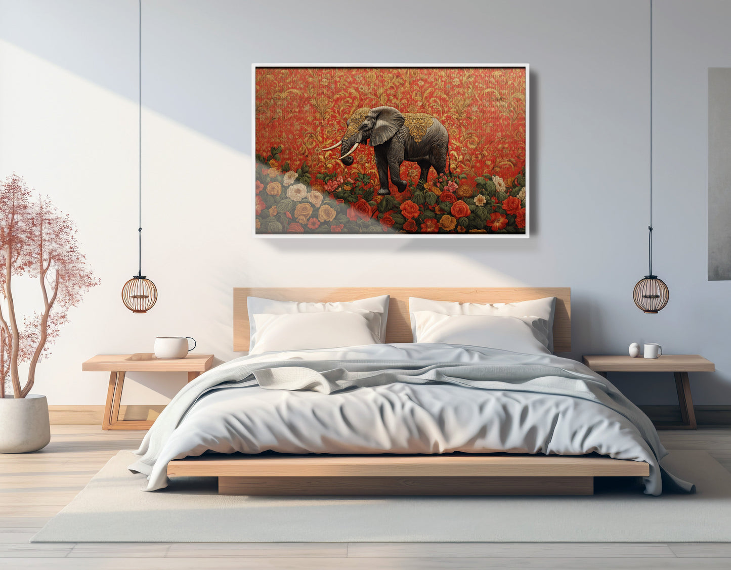 Elephant Damask Floral African American canvas print view 63