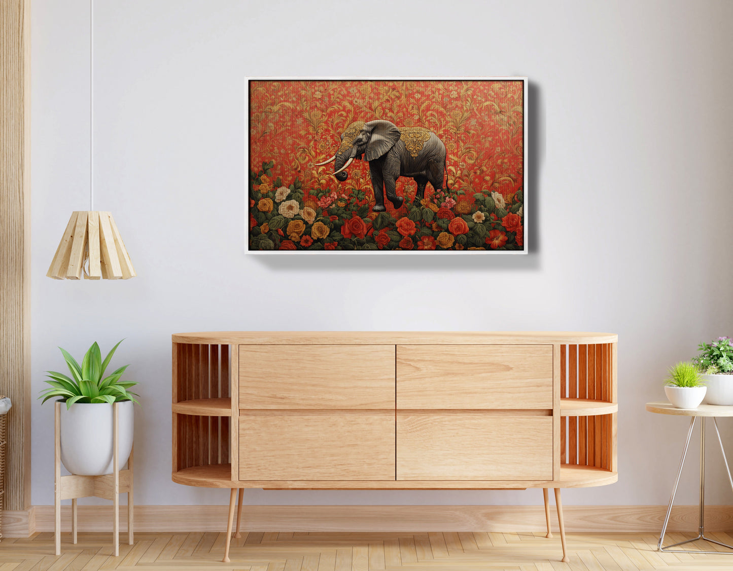 Elephant Damask Floral African American canvas print view 62