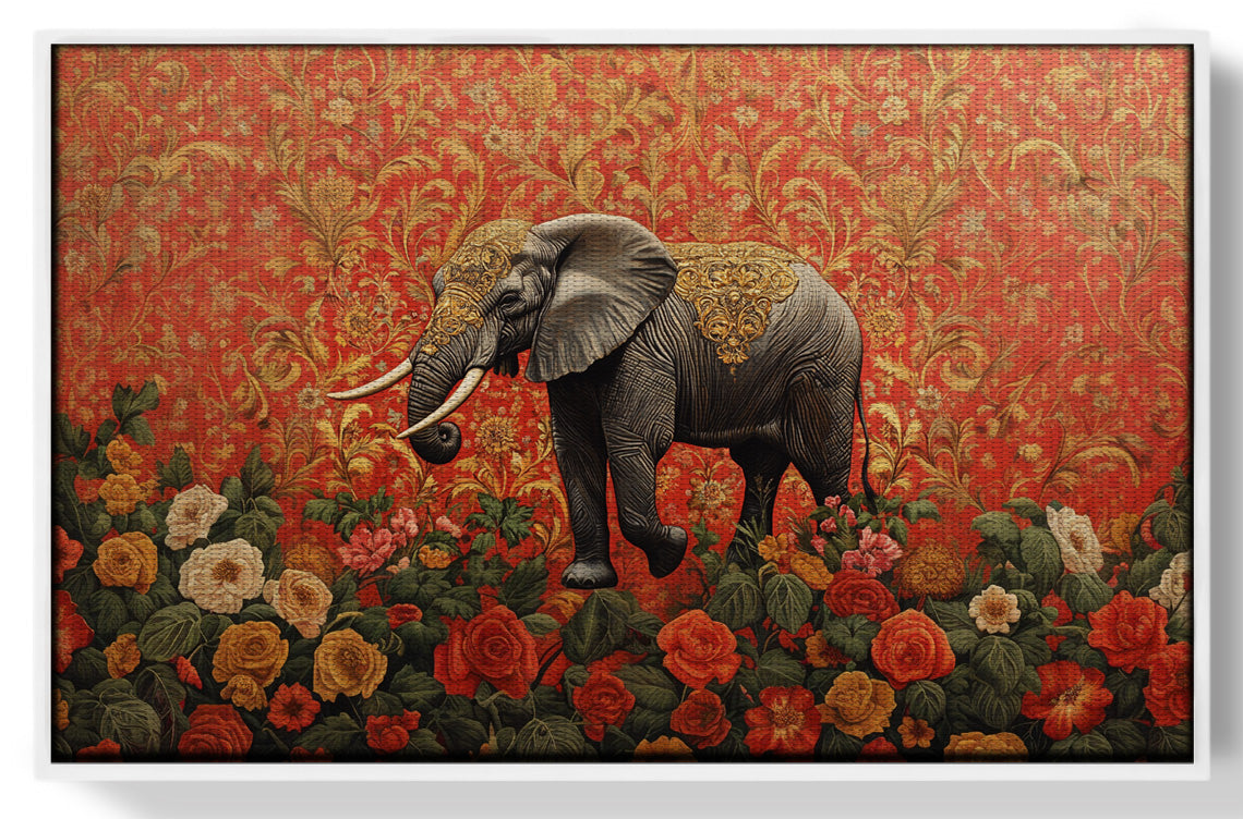 Elephant Damask Floral African American canvas print view 61