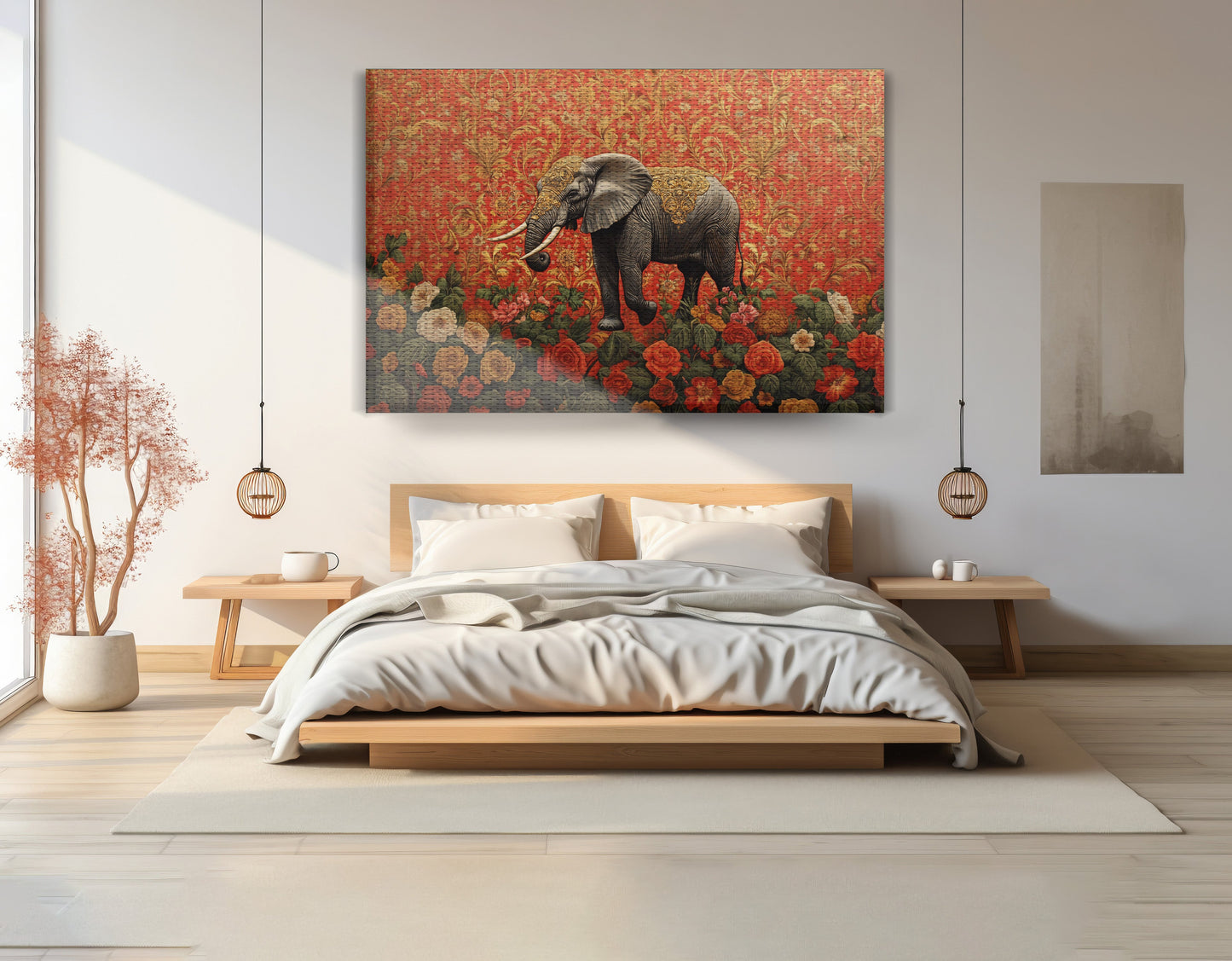 Elephant Damask Floral African American canvas print view 15