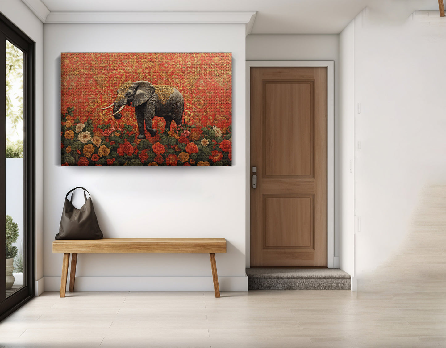 Elephant Damask Floral African American canvas print view 17