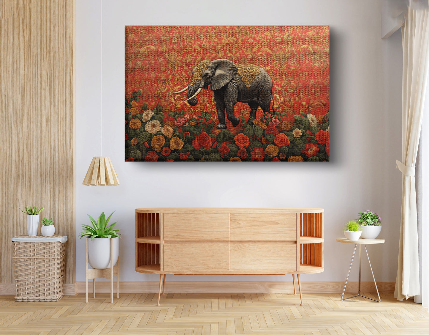Elephant Damask Floral African American canvas print view 14