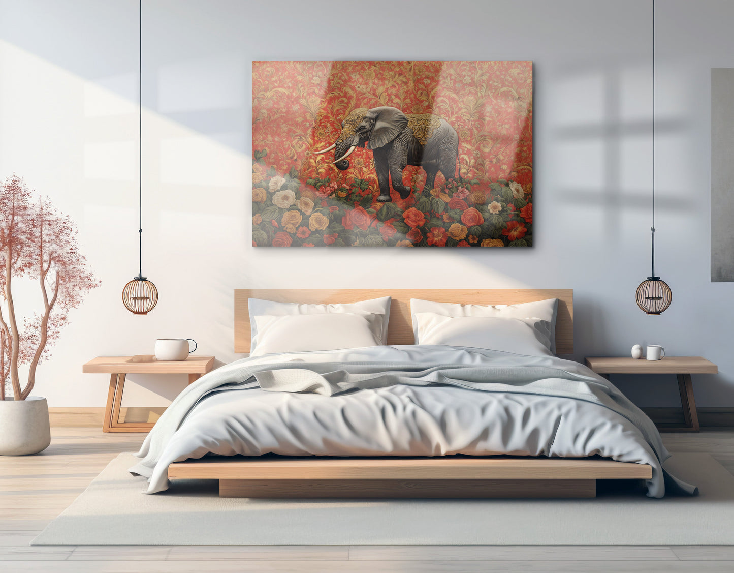 Elephant Damask Floral African American canvas print view 21