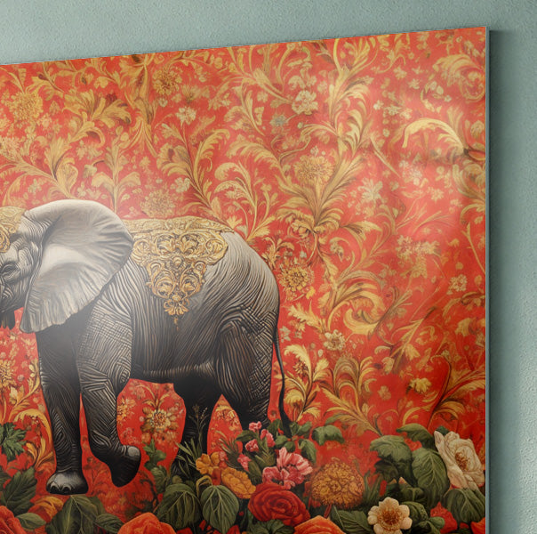 Elephant Damask Floral African American canvas print view 22