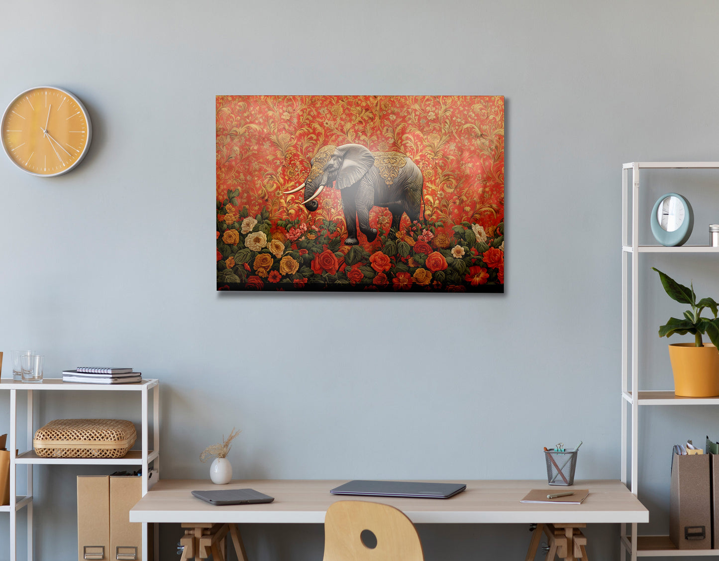 Elephant Damask Floral African American canvas print view 24