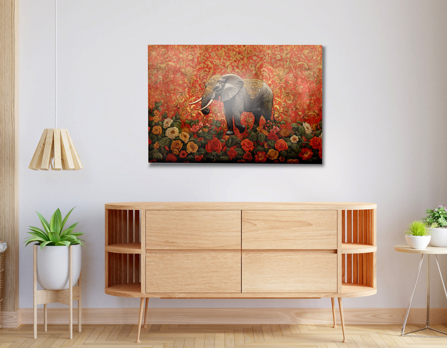 Elephant Damask Floral African American canvas print view 20