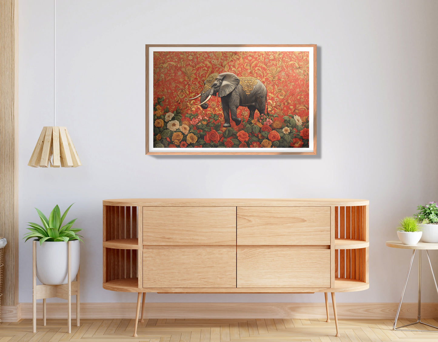 Elephant Damask Floral African American canvas print view 80