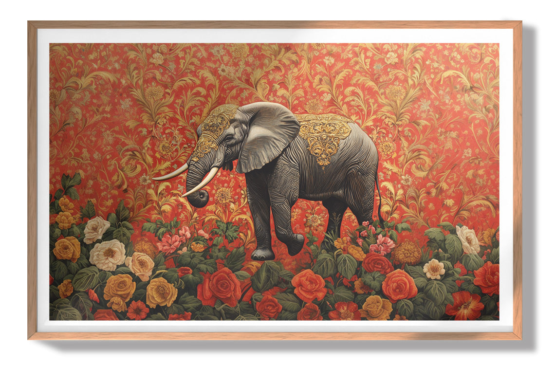 Elephant Damask Floral African American canvas print view 79