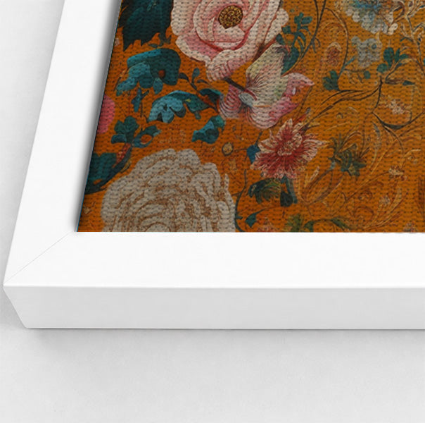 Elephant Gold Floral Black African American canvas print view 64