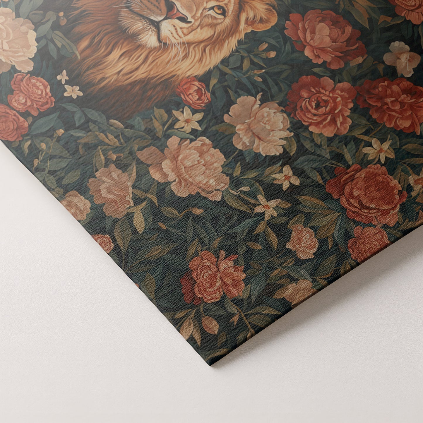 Lion Rose Floral Black African American canvas print artwork by MoomZee Artwork