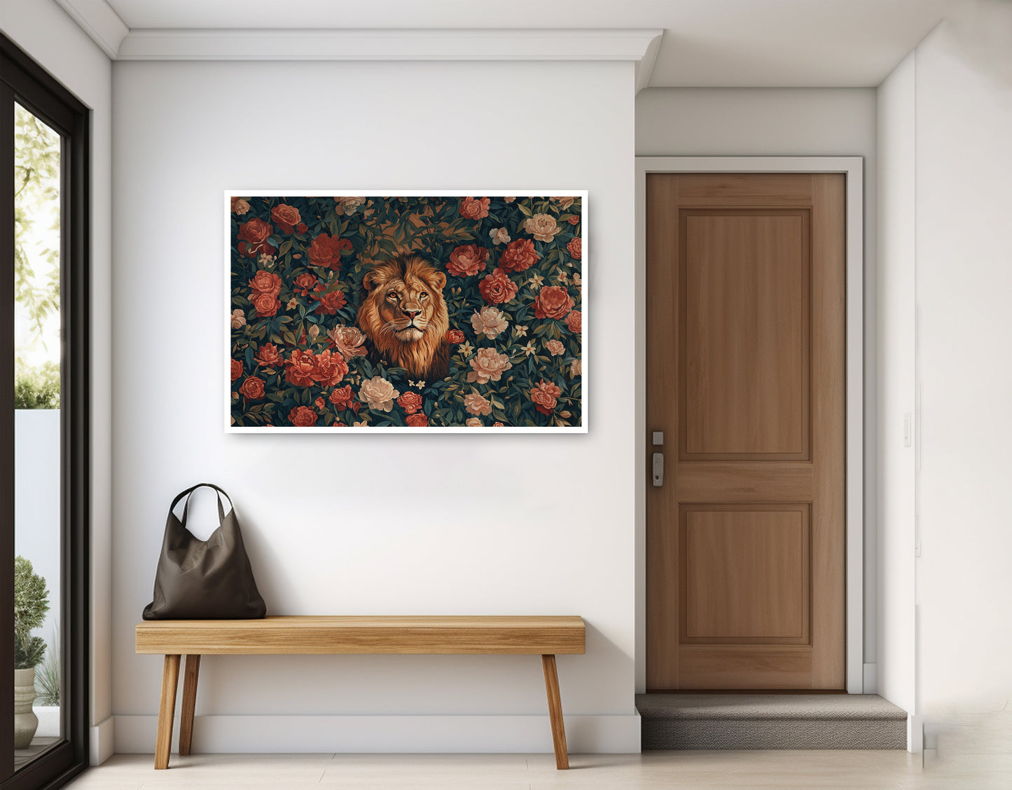 Lion Rose Floral Black African American canvas print home decor view