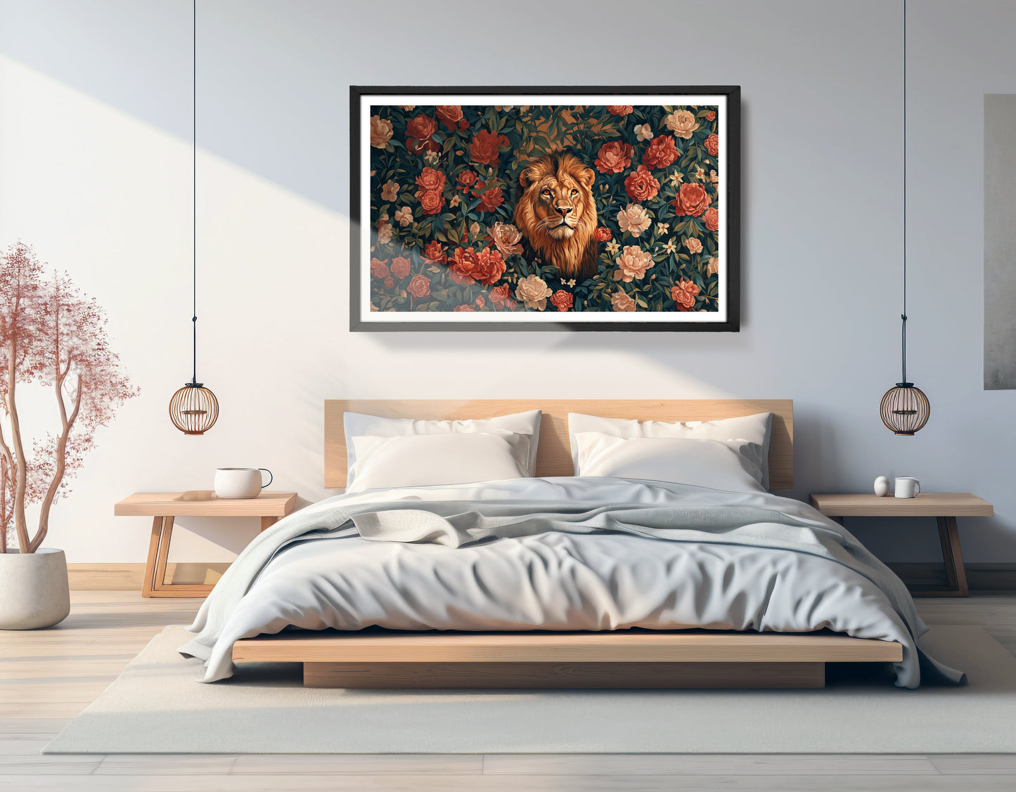 Lion Rose Floral Black African American canvas print view 69