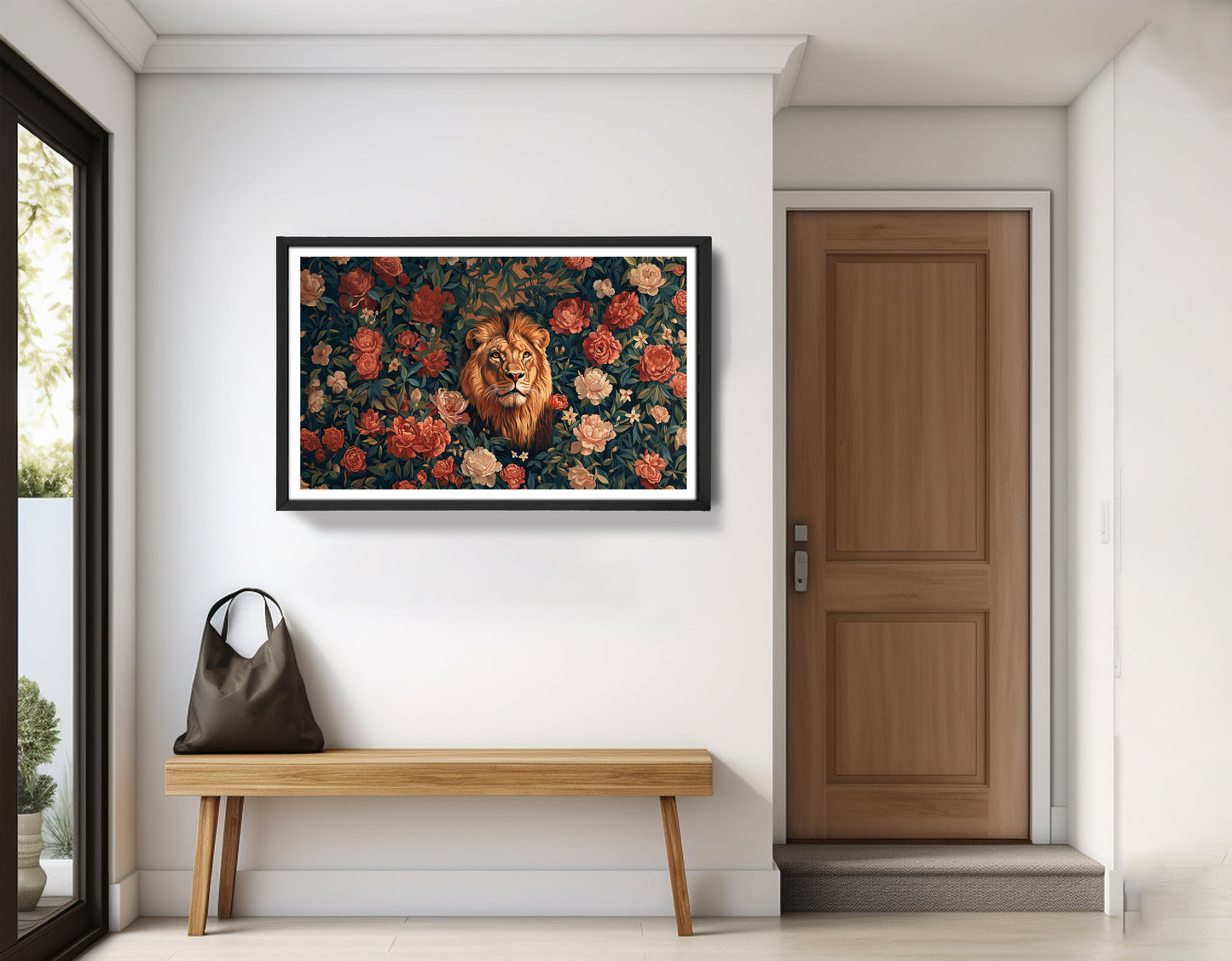 Lion Rose Floral Black African American canvas print view 71