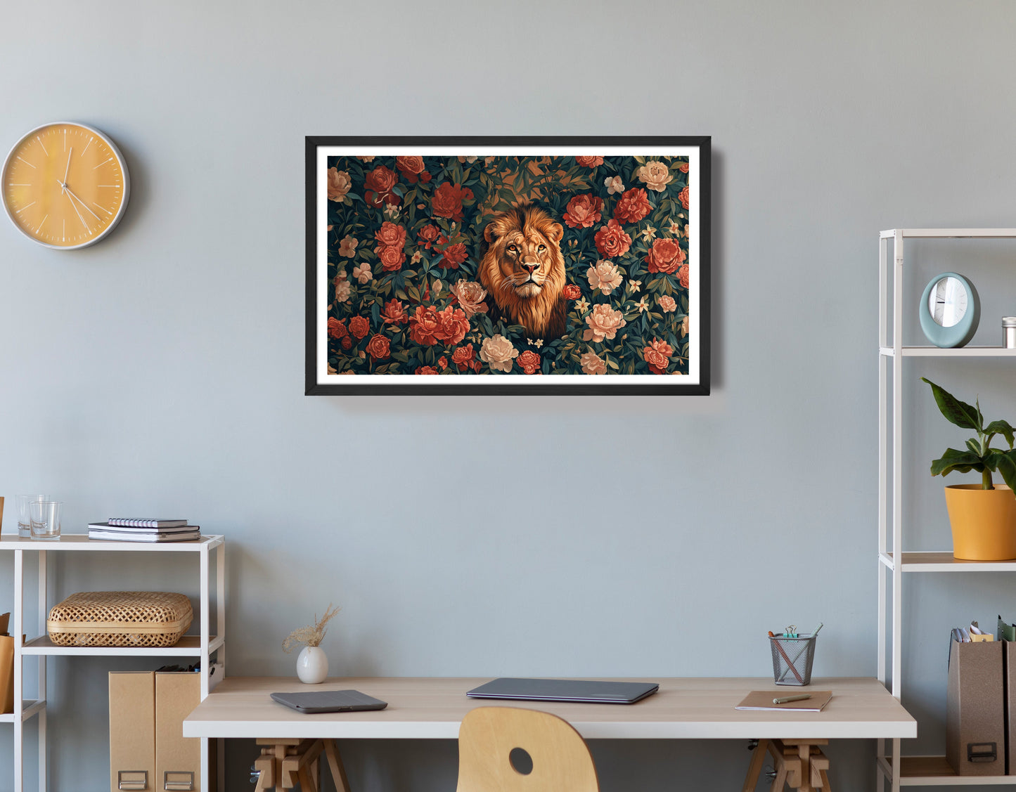 Lion Rose Floral Black African American canvas print view 72