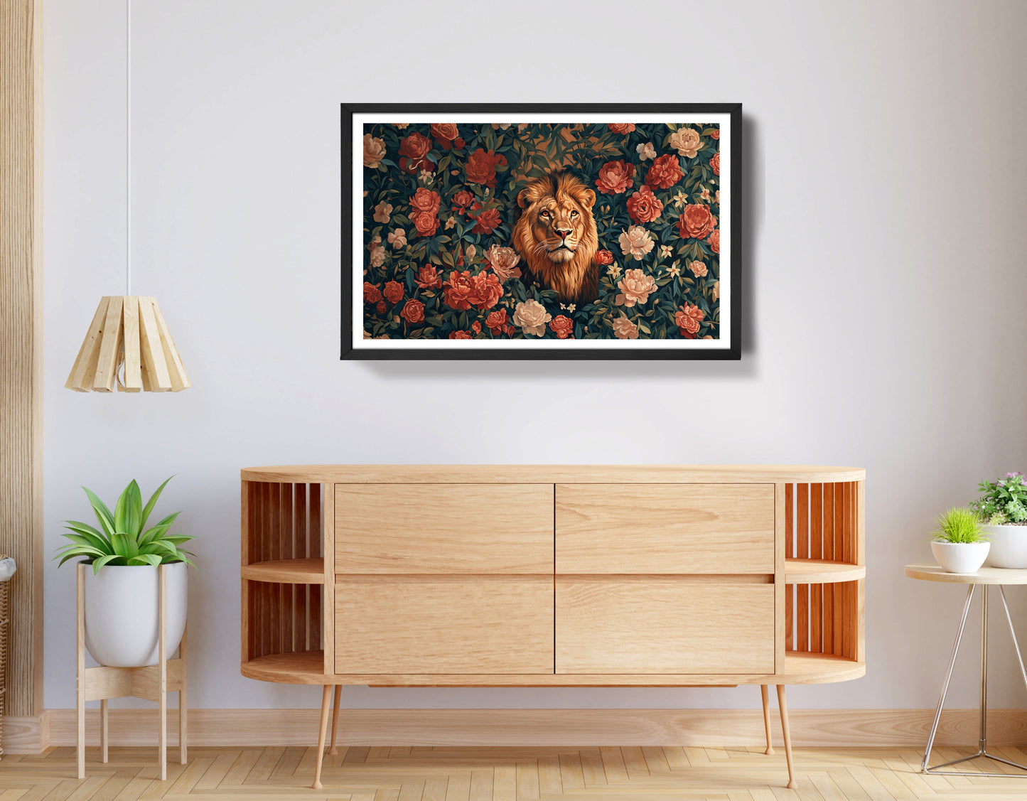 Lion Rose Floral Black African American canvas print view 68