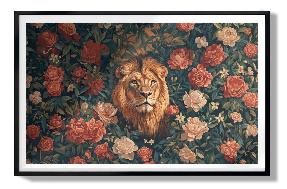 Lion Rose Floral Black African American canvas print view 67
