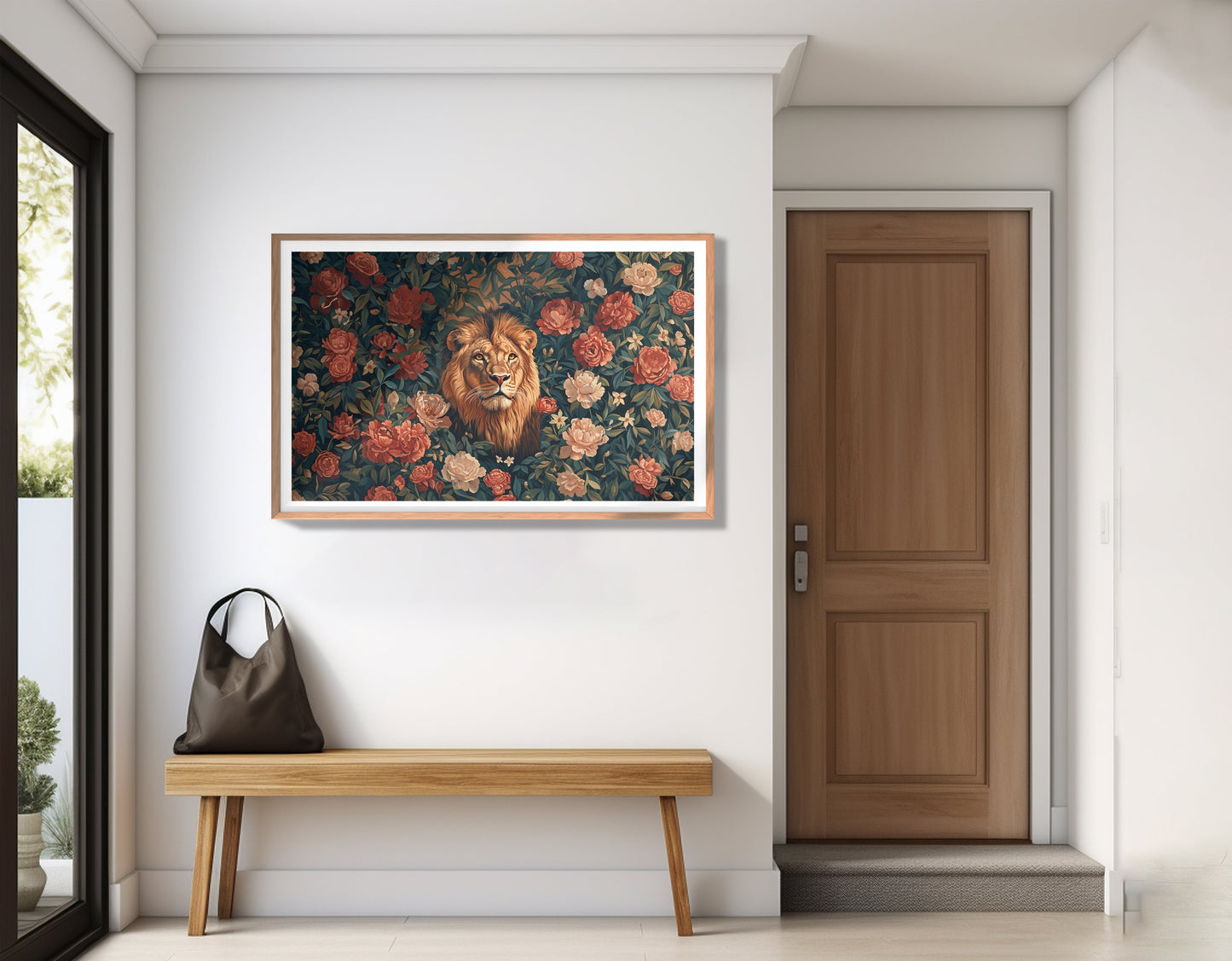 Lion Rose Floral Black African American canvas print view 83