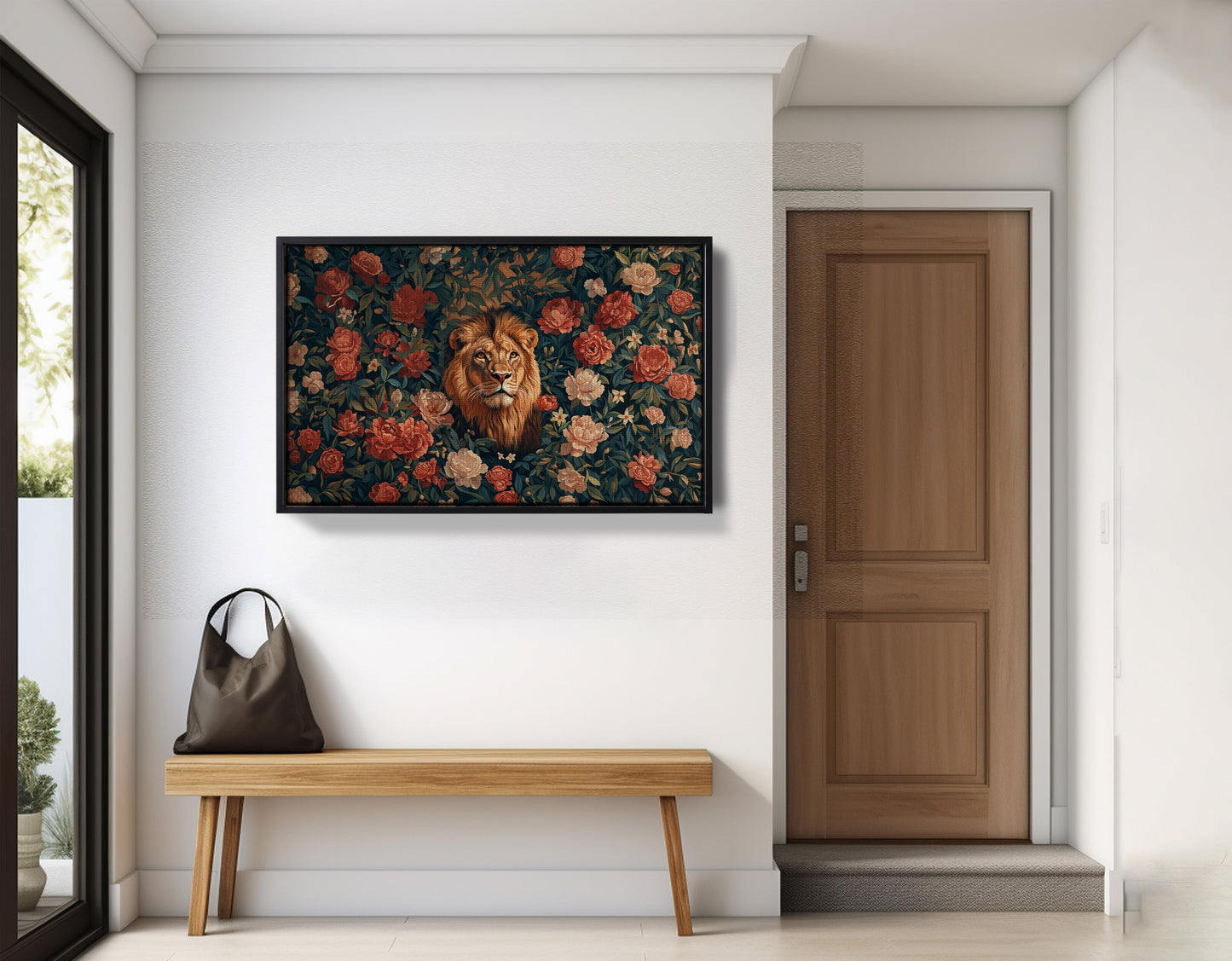 Lion Rose Floral Black African American canvas print view 29
