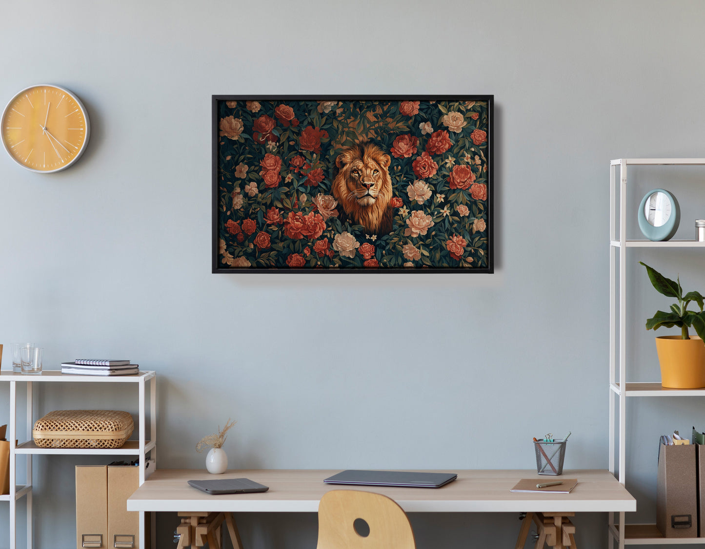 Lion Rose Floral Black African American canvas print view 30
