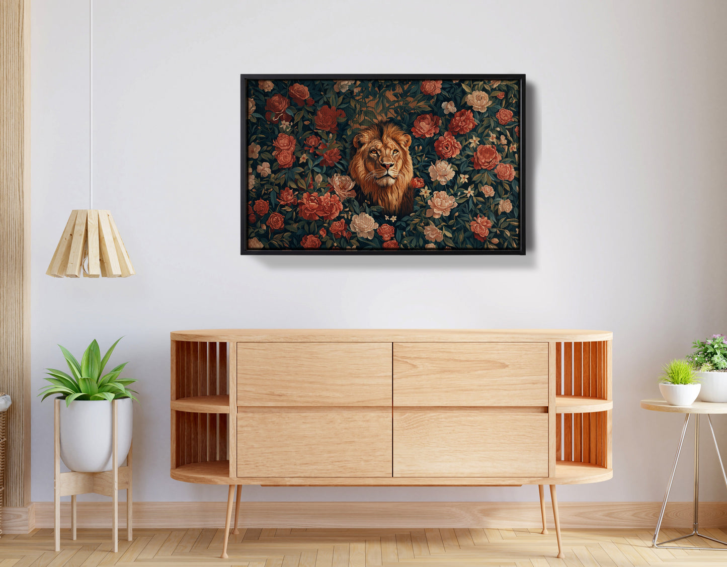 Lion Rose Floral Black African American canvas print view 26