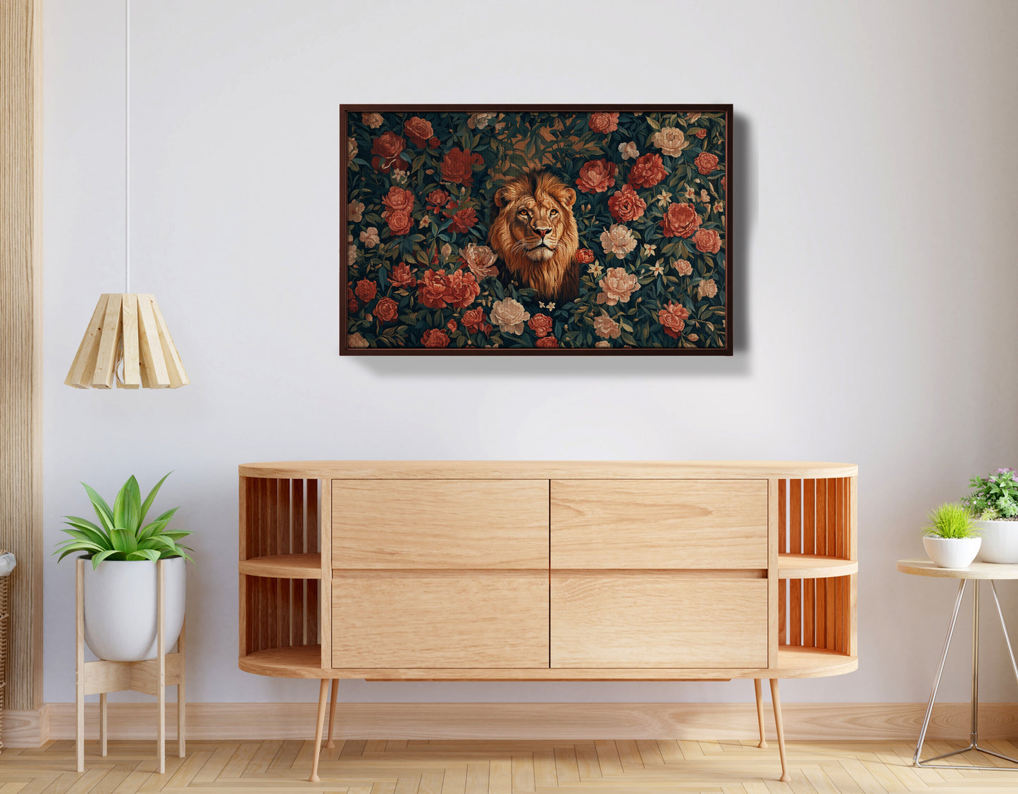 Lion Rose Floral Black African American canvas print view 32