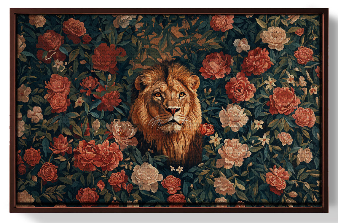 Lion Rose Floral Black African American canvas print view 31