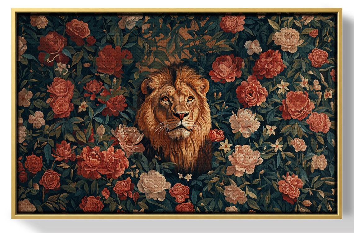 Lion Rose Floral Black African American canvas print view 37