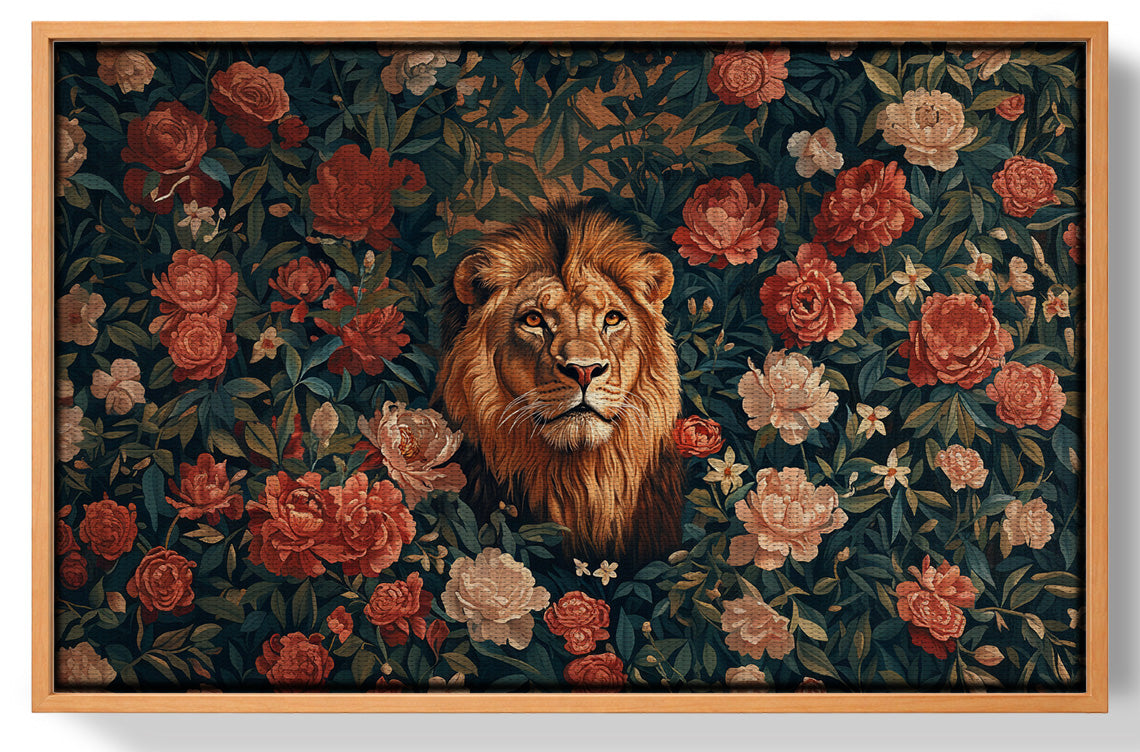 Lion Rose Floral Black African American canvas print view 43