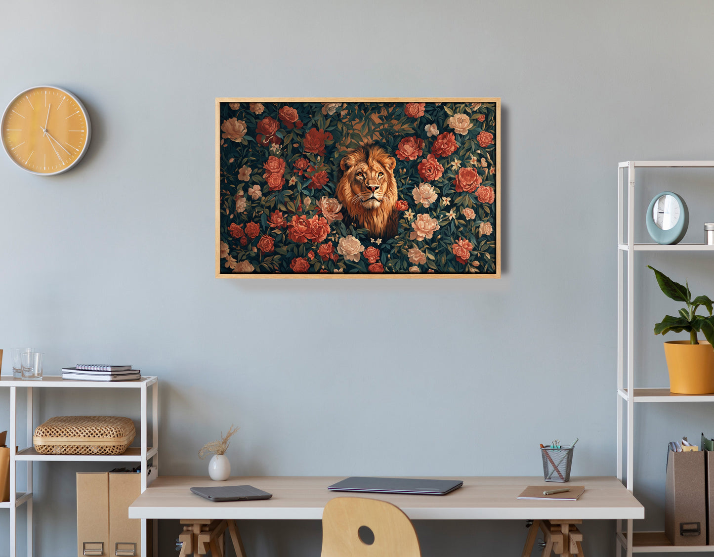 Lion Rose Floral Black African American canvas print view 54