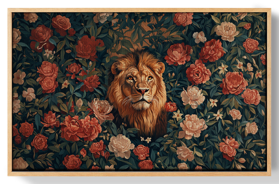 Lion Rose Floral Black African American canvas print view 49